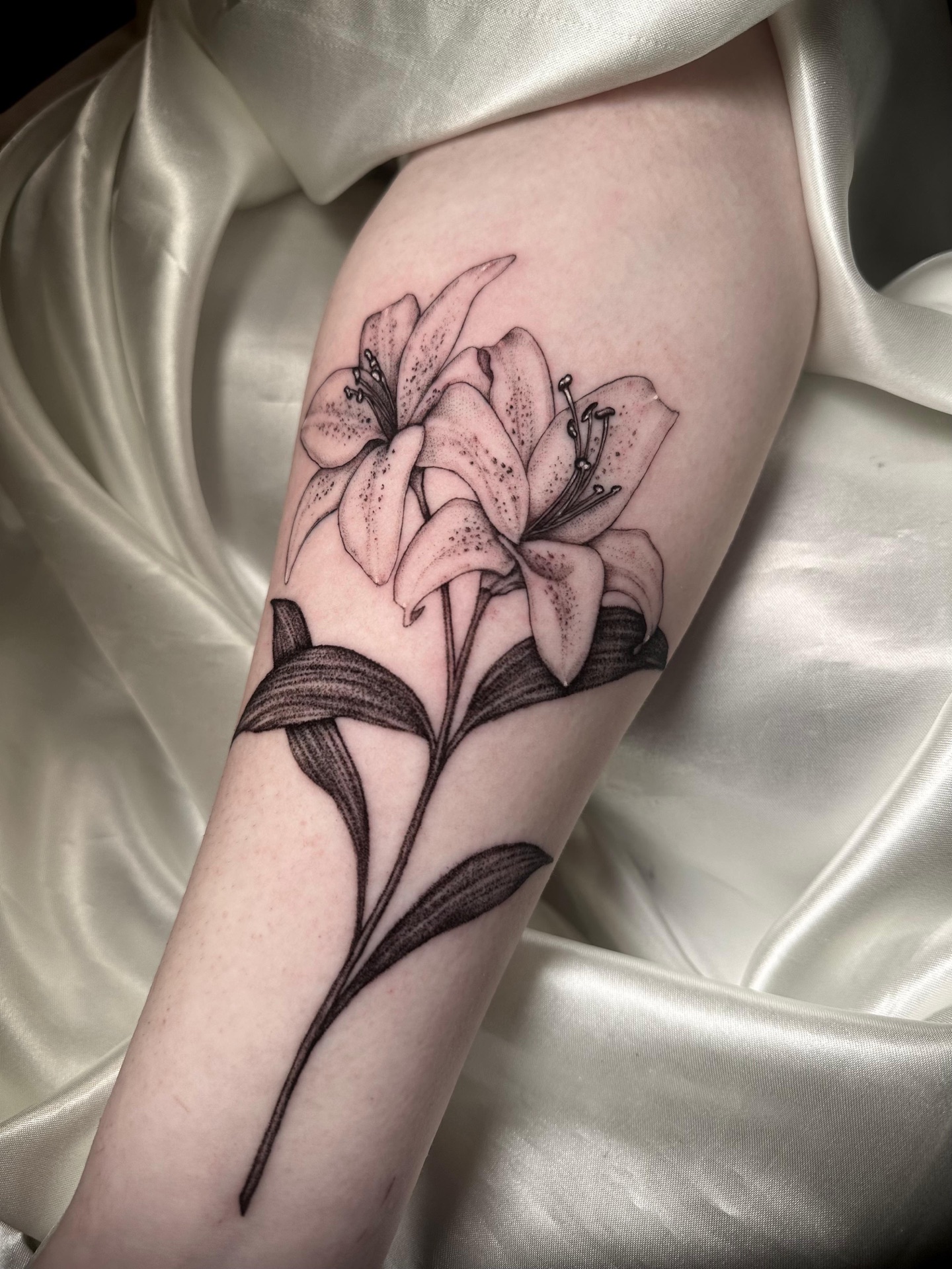 Blackwork-Tattoo von Silvia, Atelier 7 Freudenberg